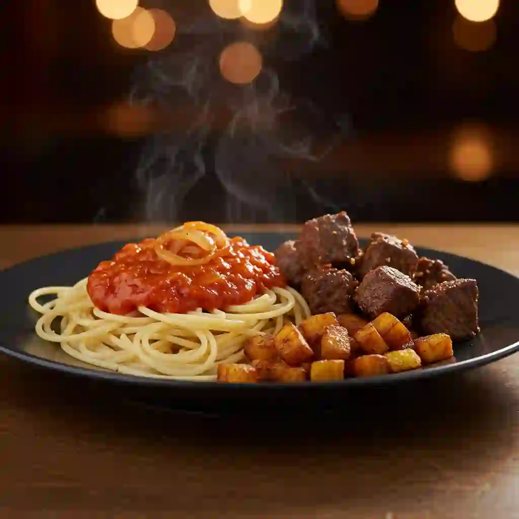 Spaghettis+Alloco+Boeuf