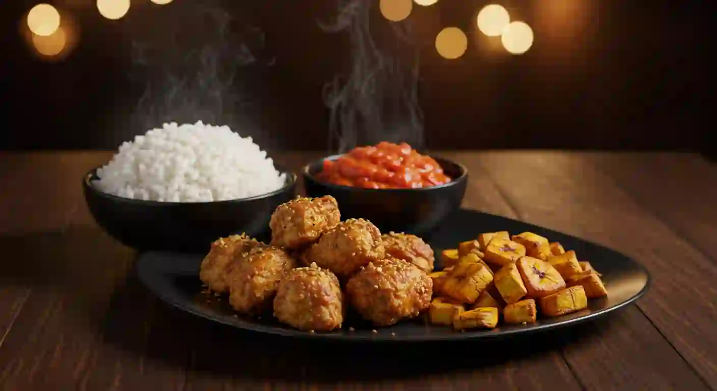 Riz + alloco + viande de Bœuf