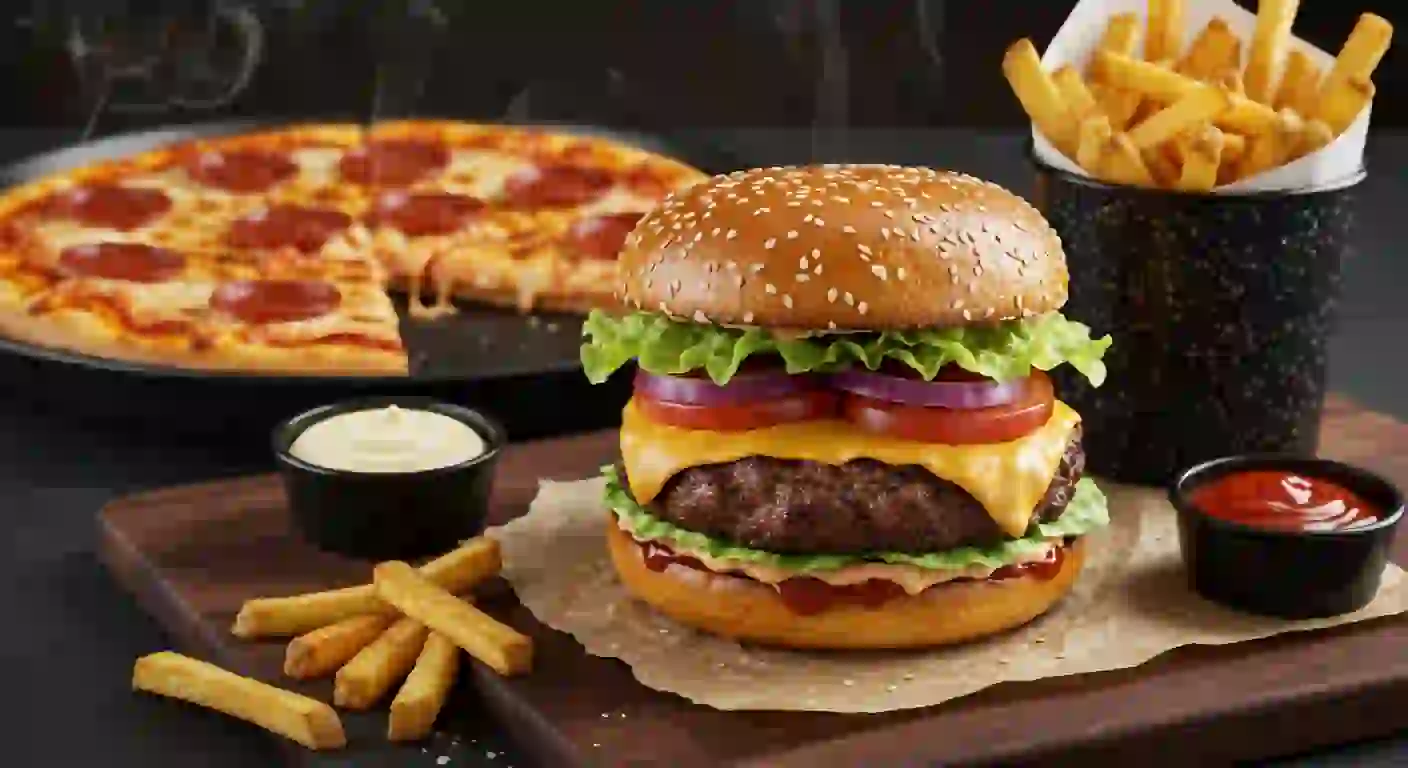 Burger+Pizza+frites