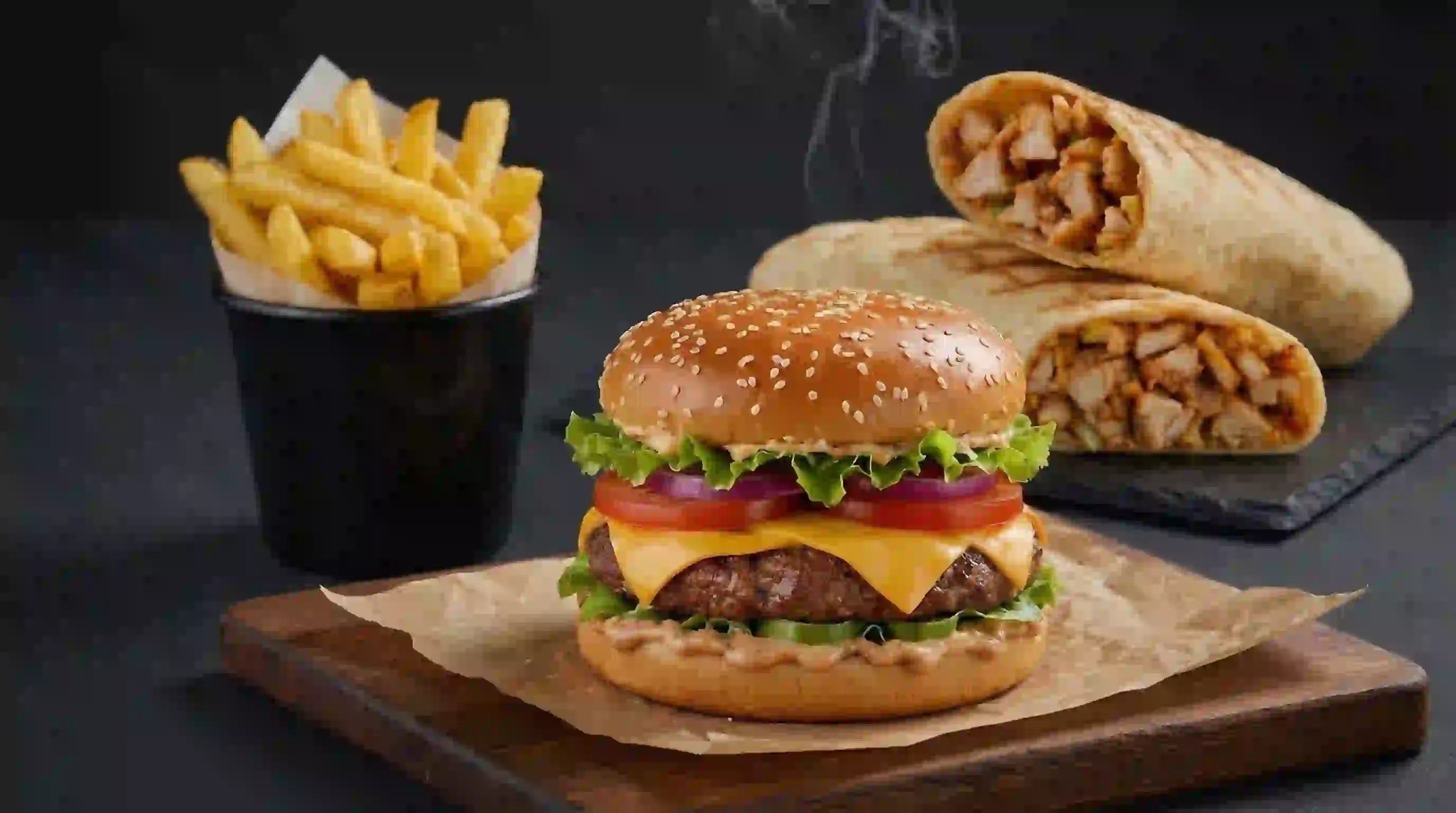 GF Burger + Shawarma + frites